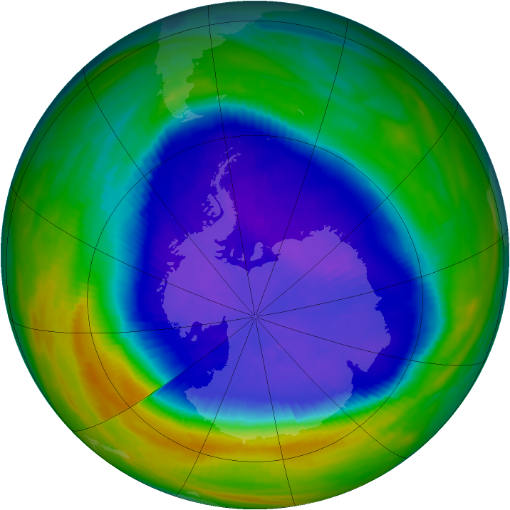 Antarctic ozone map for 22 September 1992